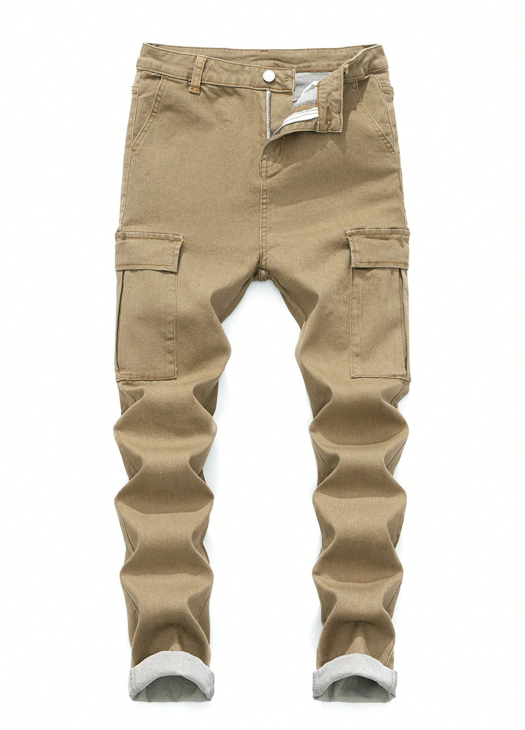 Бежевые демисезонные зауженные джинсы SHEIN