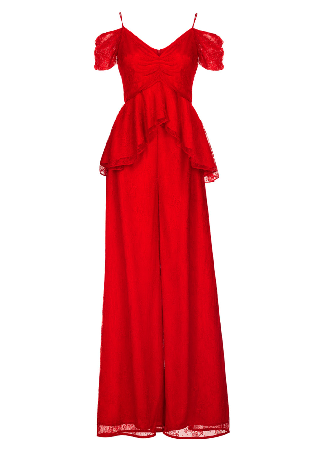 Червоний літній жіночий мереживний костюм блузка і штани the label Keepsake