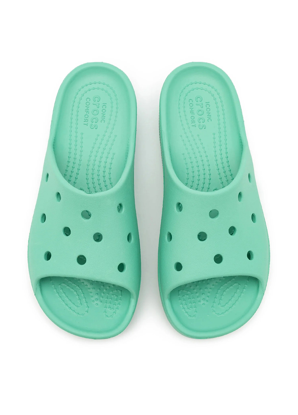 Зеленые шлепанцы Crocs с перфорацией