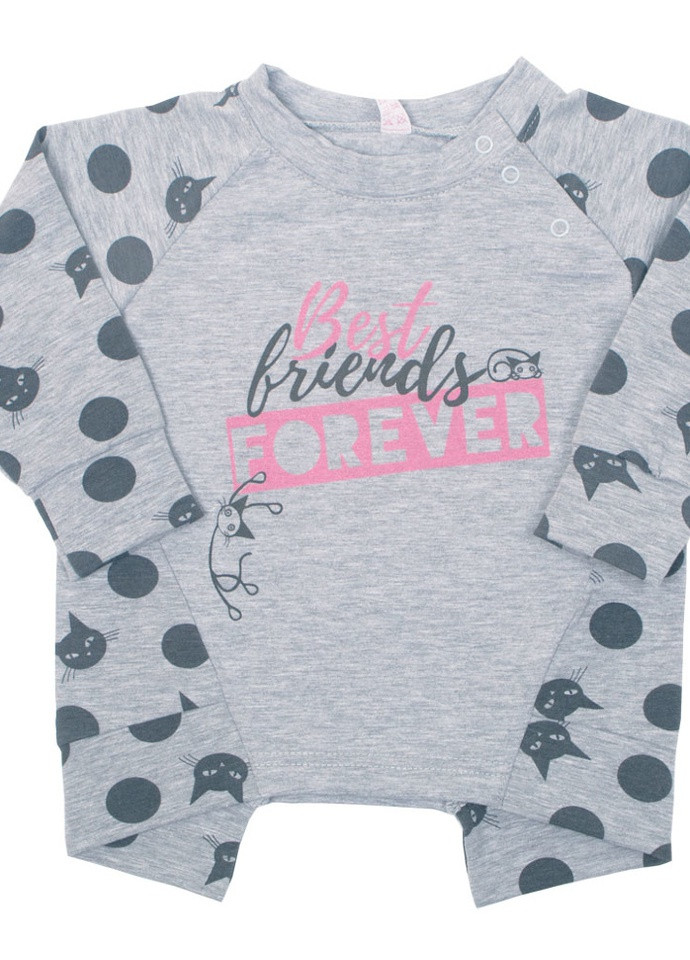 Сірий демісезонний дитячий джемпер для дівчинки dg-06-18 *кішечки* Габби