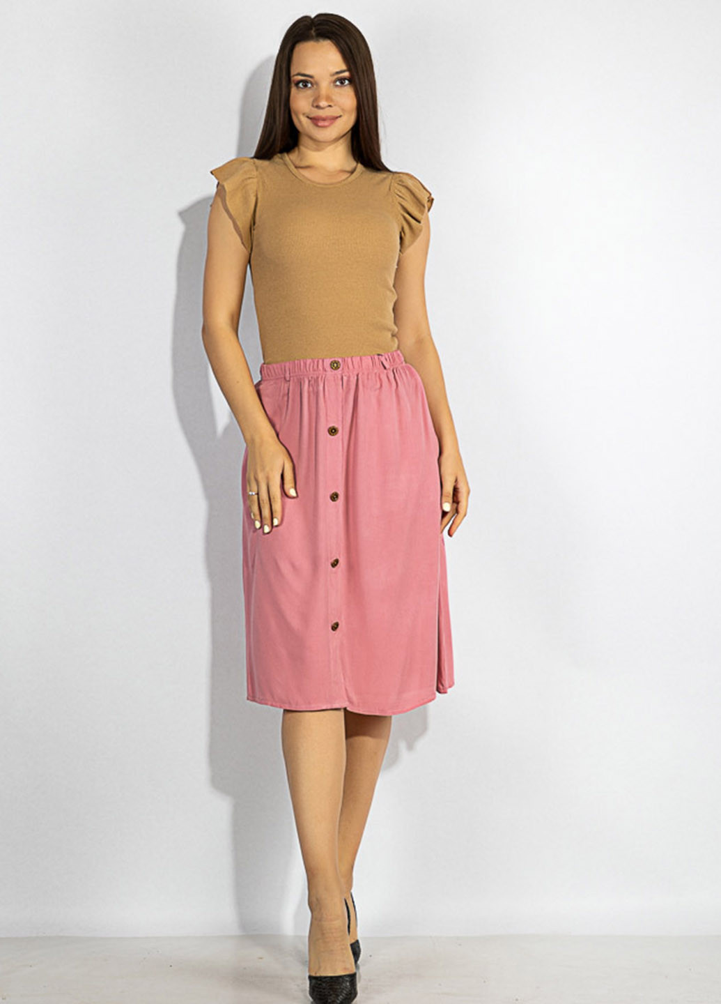 Розовая кэжуал однотонная юбка Time of Style