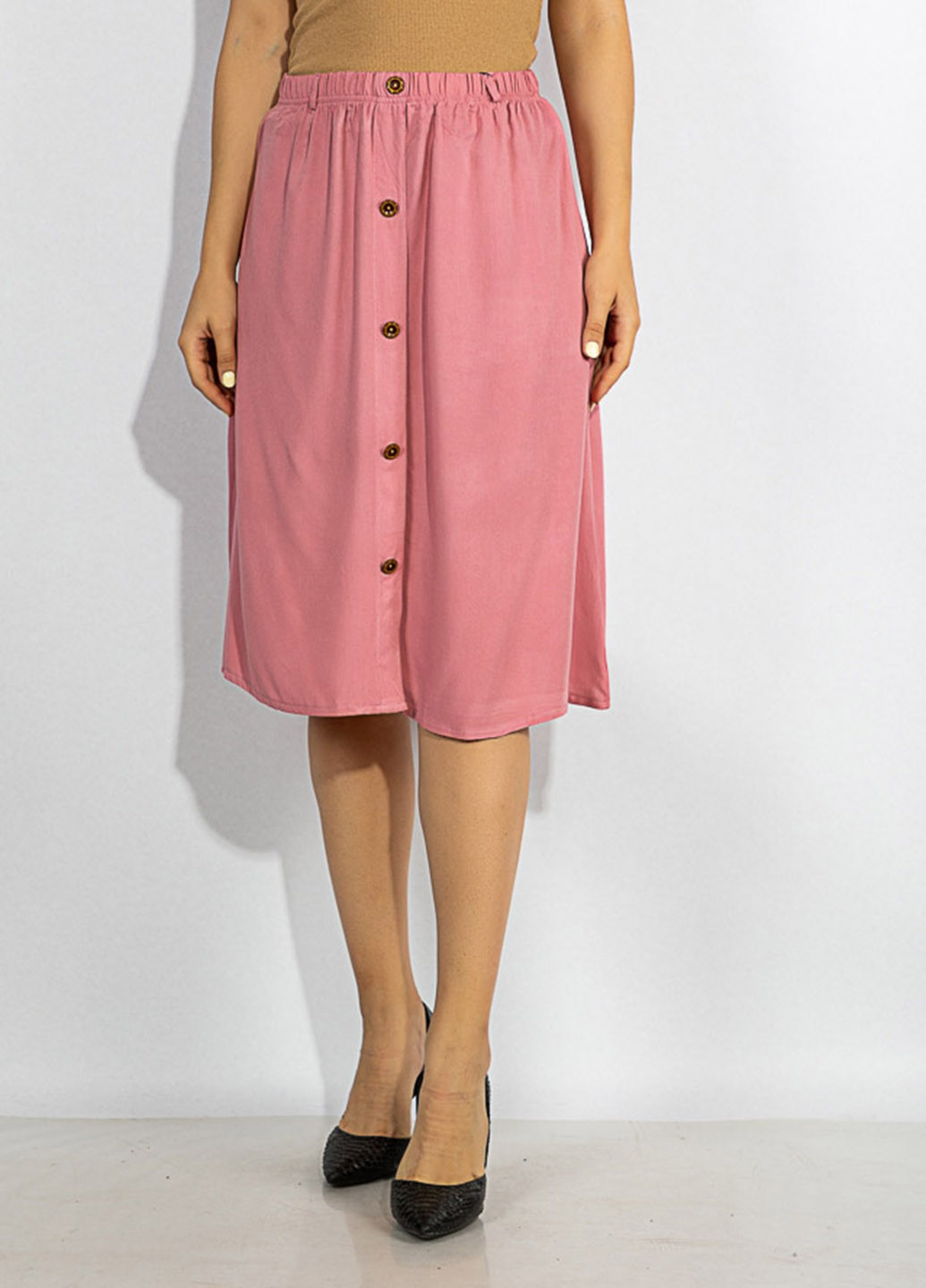 Розовая кэжуал однотонная юбка Time of Style