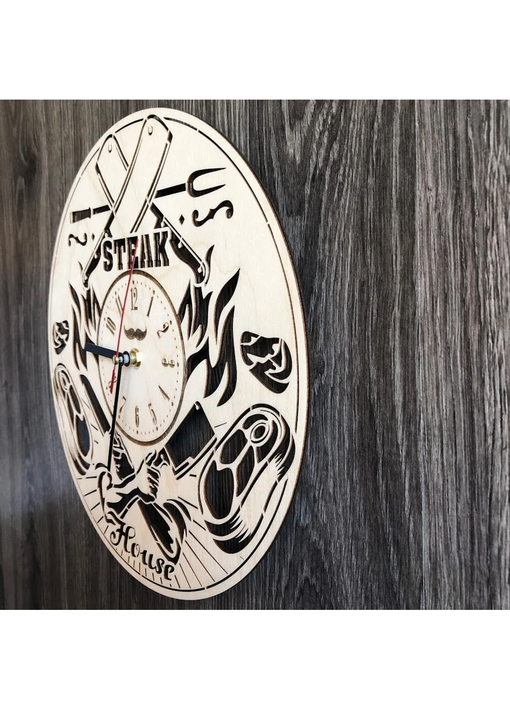 Тематические настенные часы из дерева «Steak House» 7Arts (253565948)