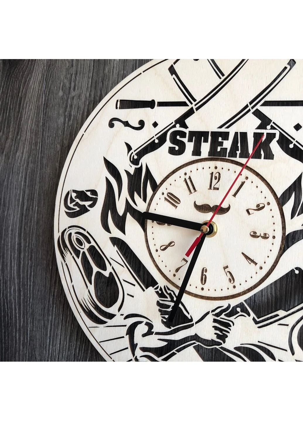Тематические настенные часы из дерева «Steak House» 7Arts (253565948)