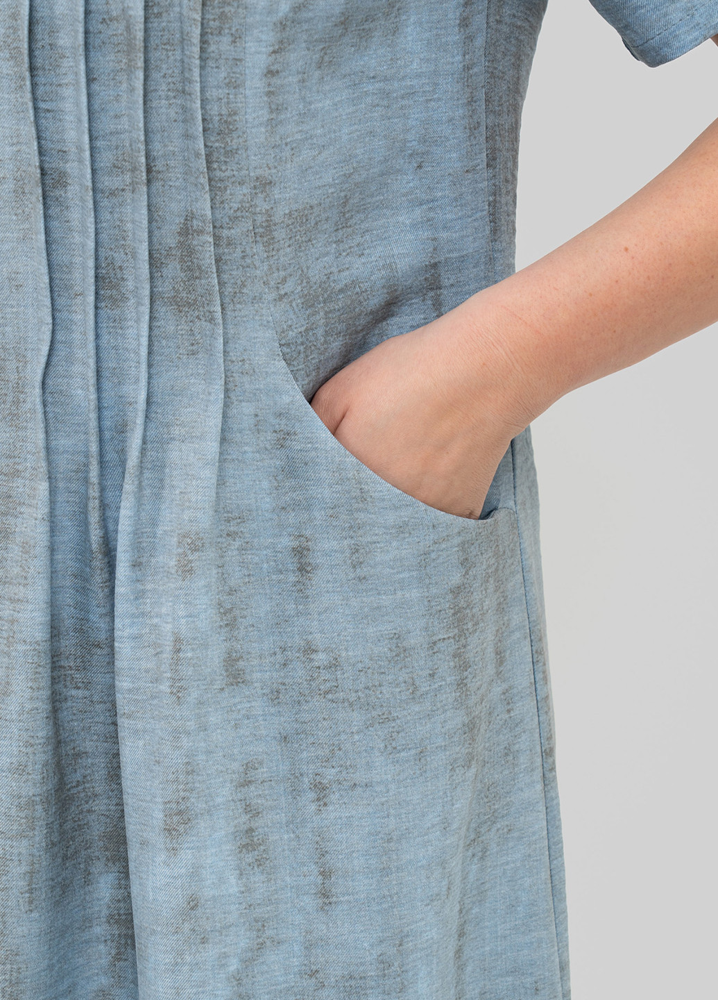 Светло-голубое кэжуал платье а-силуэт A'll Posa с абстрактным узором