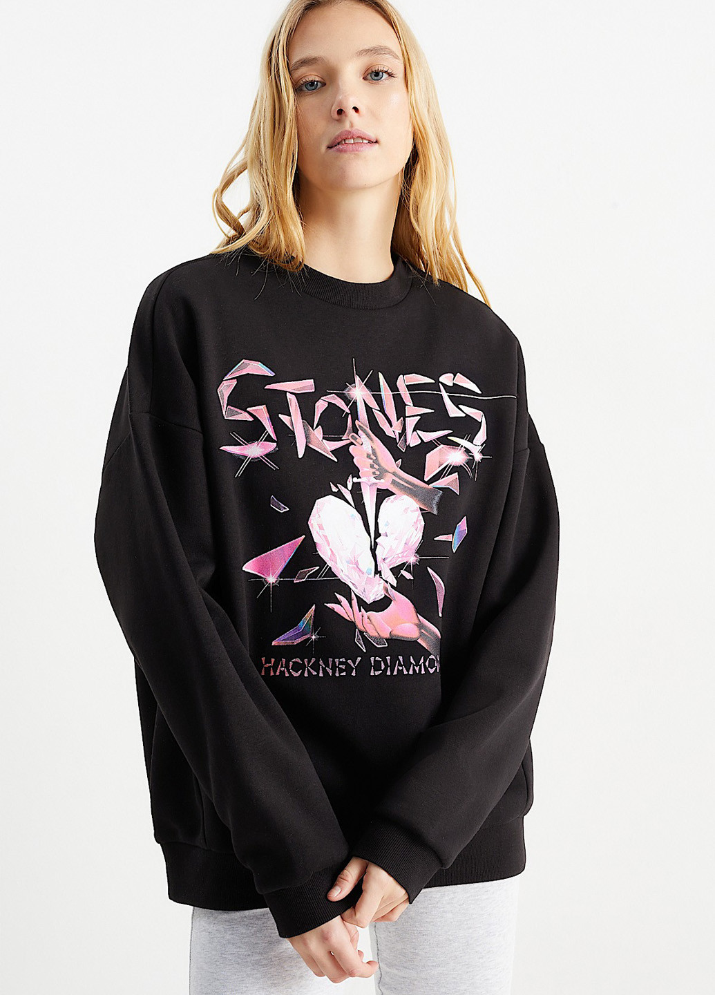 Черный свитшот C&A надпись без декора (314477125)