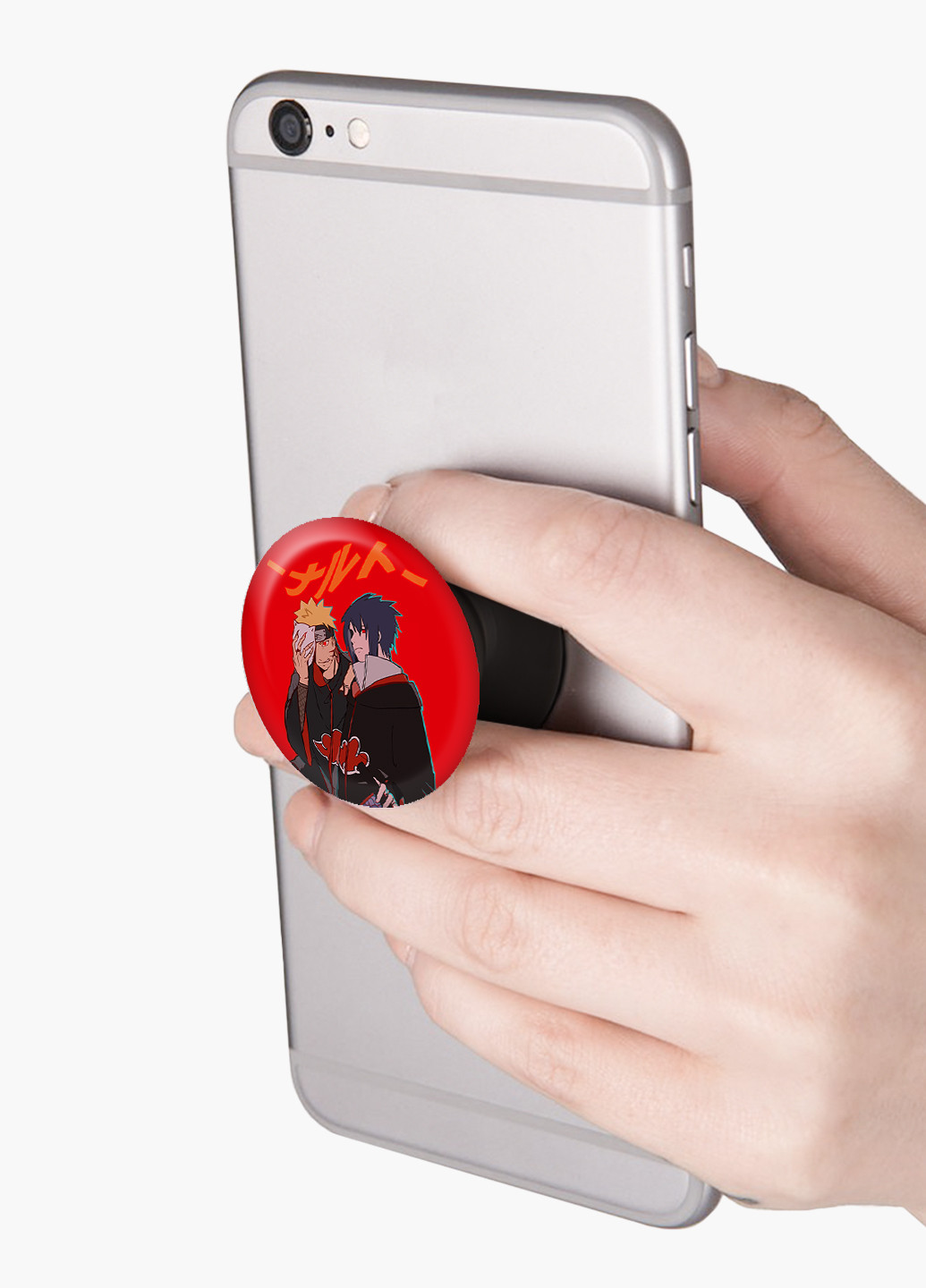 Попсокет (Popsockets) тримач для смартфону Наруто Узумакі і Саске Учіха (Naruto Uzumaki and Sasuke Uchiha) (8754-2815) Чорний MobiPrint (221548559)