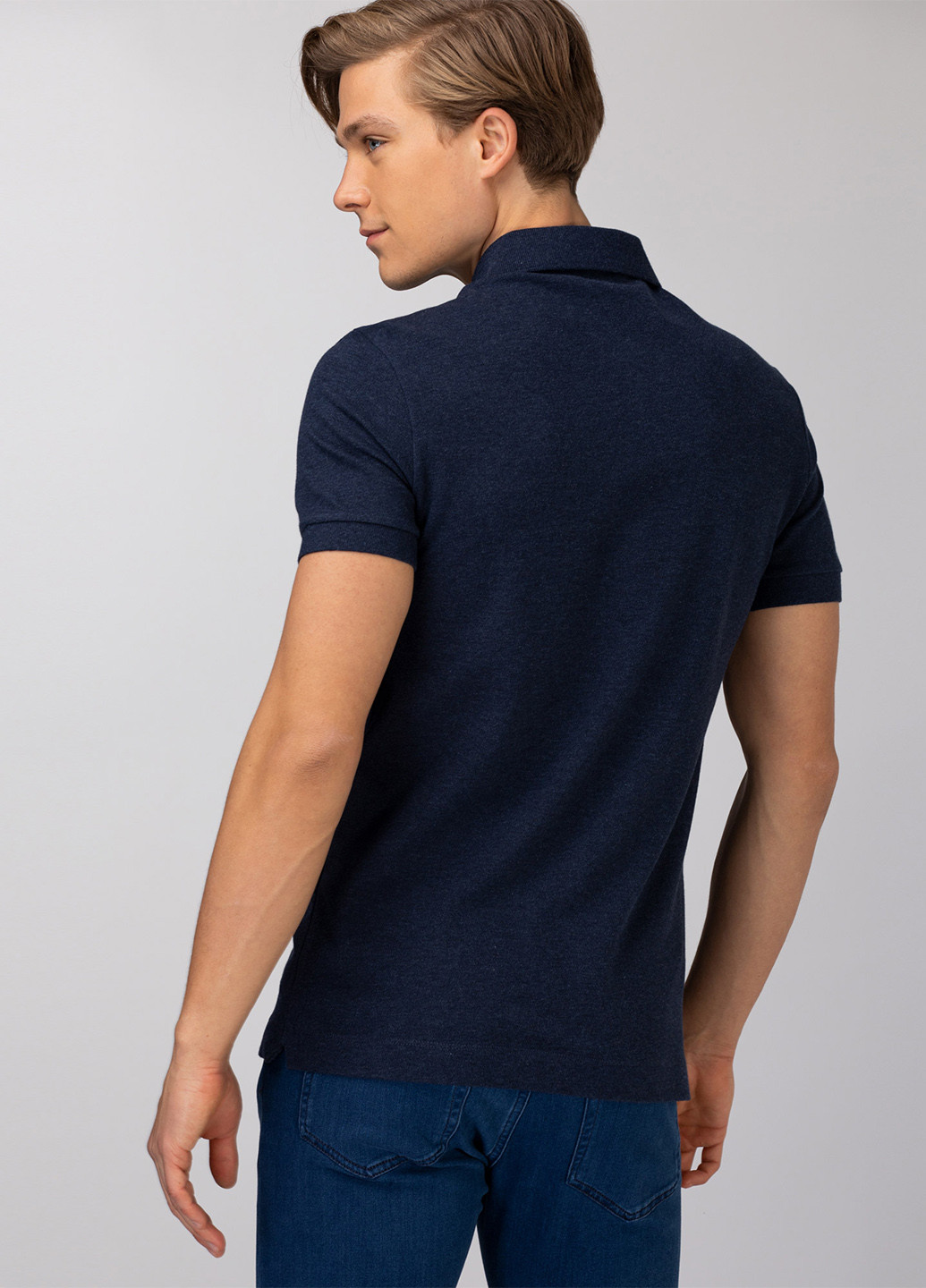 Темно-синяя футболка-поло для мужчин Lacoste меланжевая