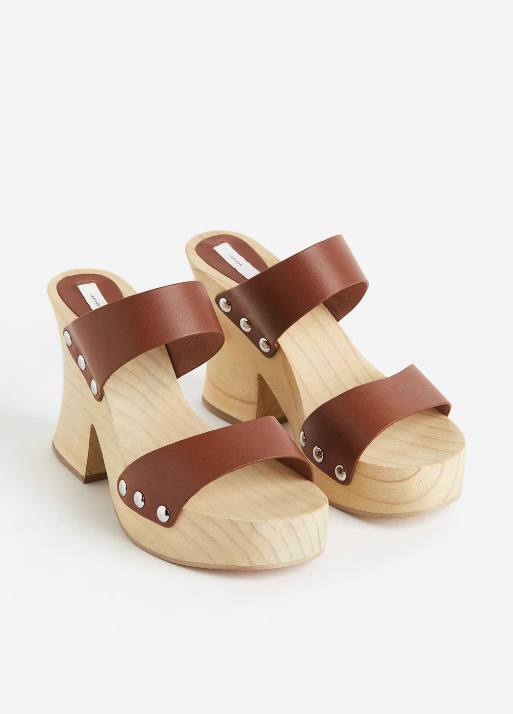 Коричневые босоножки H&M без застежки с заклепками