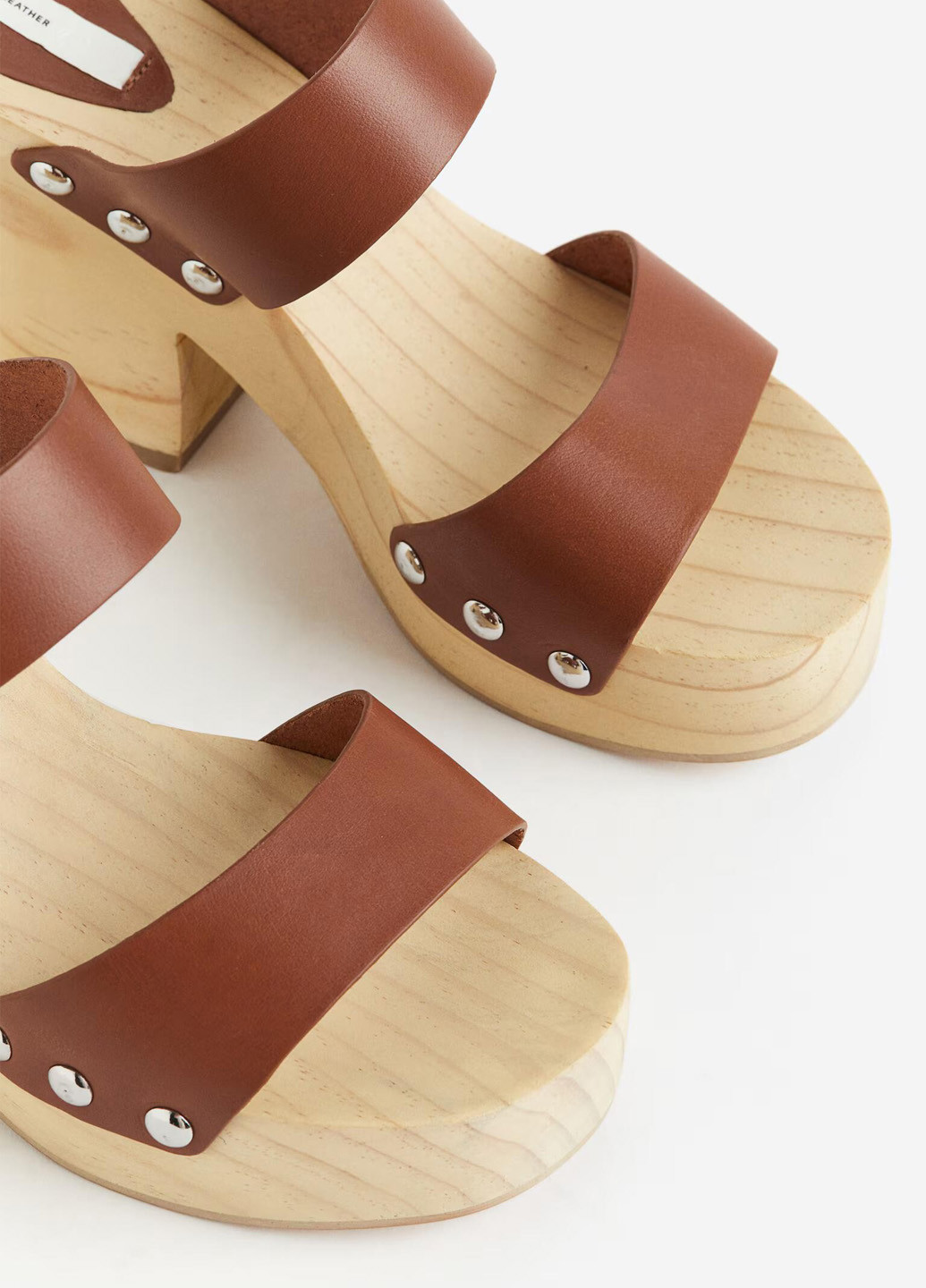 Коричневые босоножки H&M без застежки с заклепками