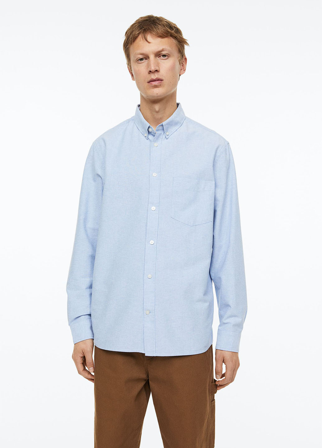 Светло-голубой кэжуал рубашка однотонная H&M