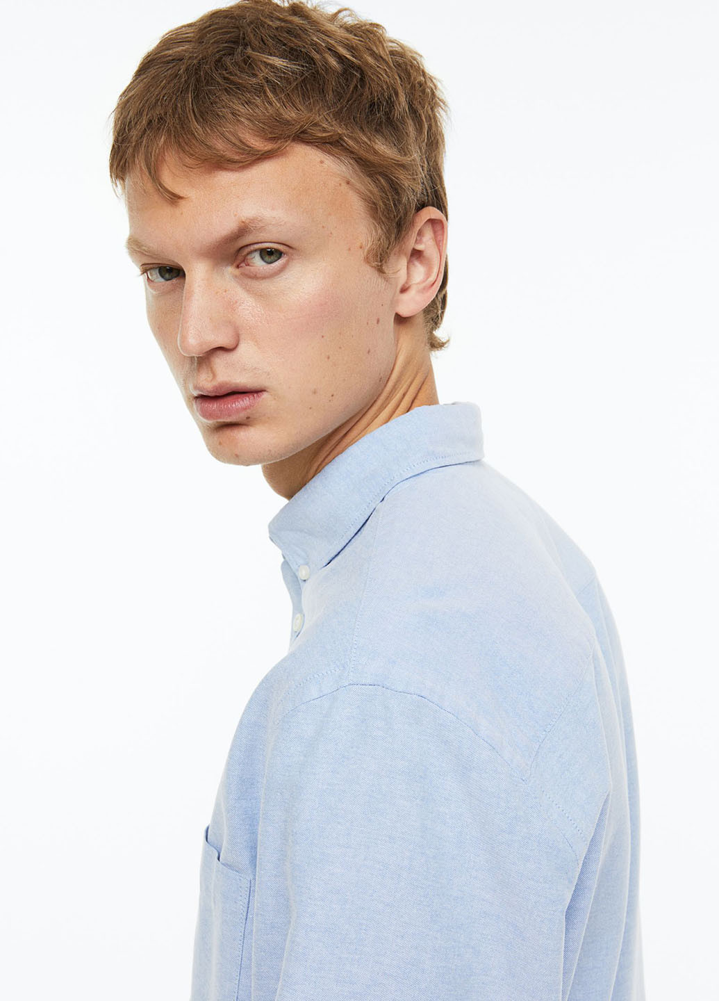 Светло-голубой кэжуал рубашка однотонная H&M