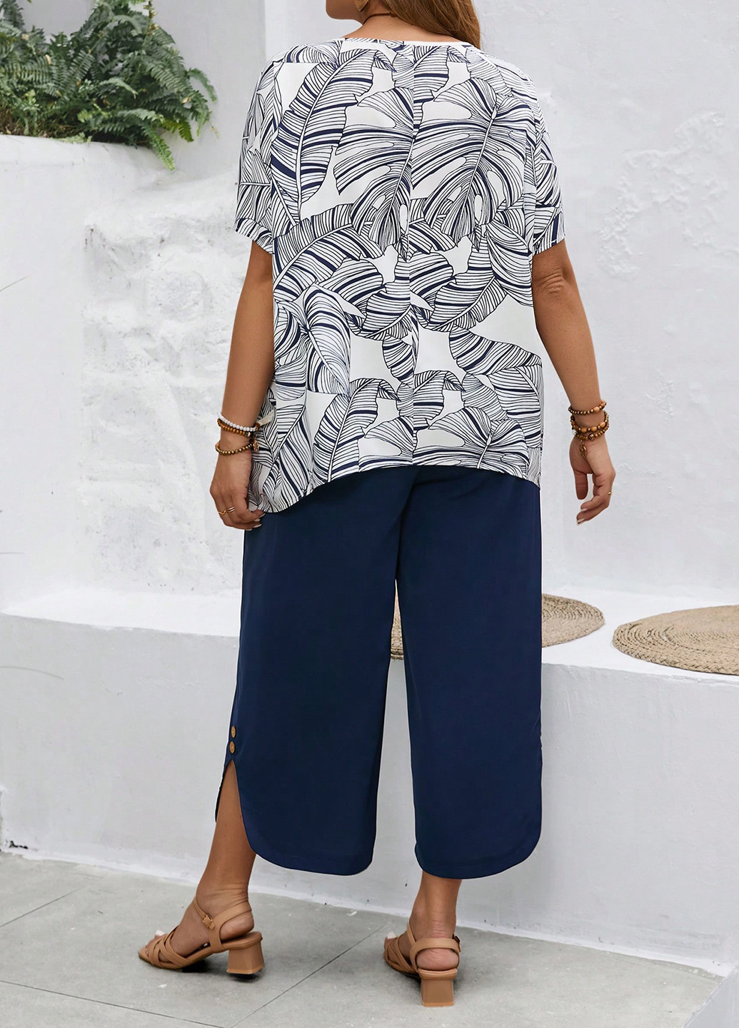 Комбінований літній комплект (блуза, штани) SHEIN