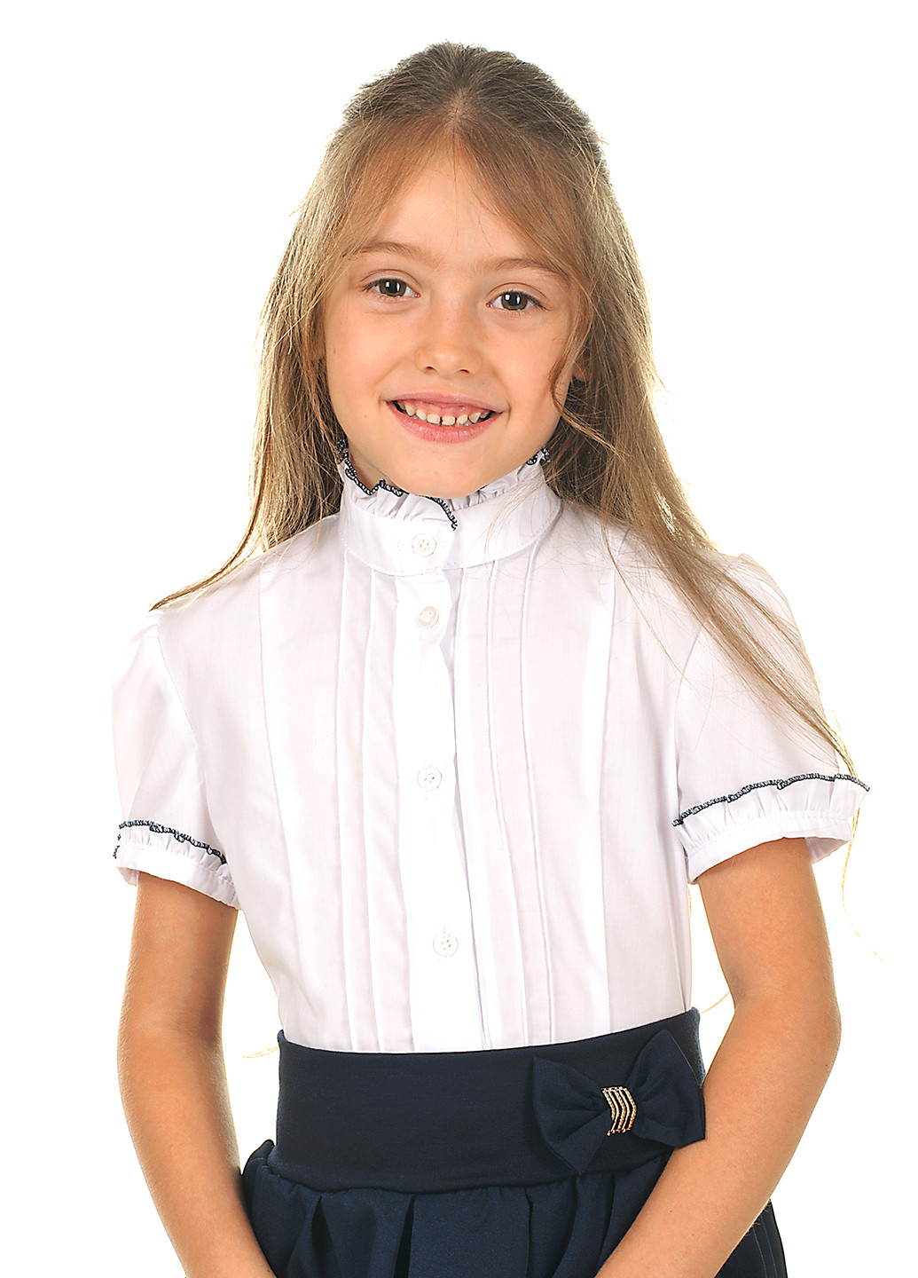 Белая однотонная блузка с коротким рукавом ViDa летняя