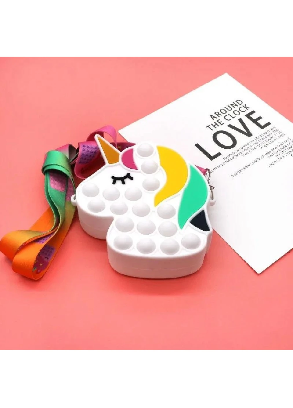 Іграшка сумка гаманець крос-боді антистрес Pop It Simple Dimple силіконова 12.5х4х12 см (473578-Prob) Єдиноріг білий Unbranded (255302472)
