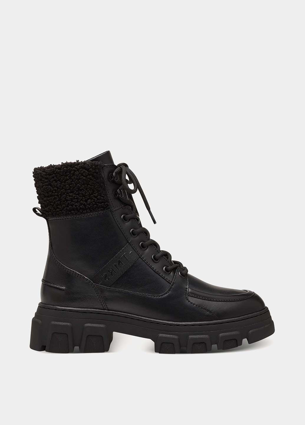 Зимние ботинки берцы Tamaris с мехом, со шнуровкой, с логотипом из искусственного меха