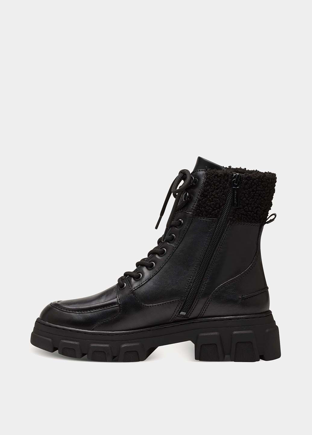 Зимние ботинки берцы Tamaris с мехом, со шнуровкой, с логотипом из искусственного меха