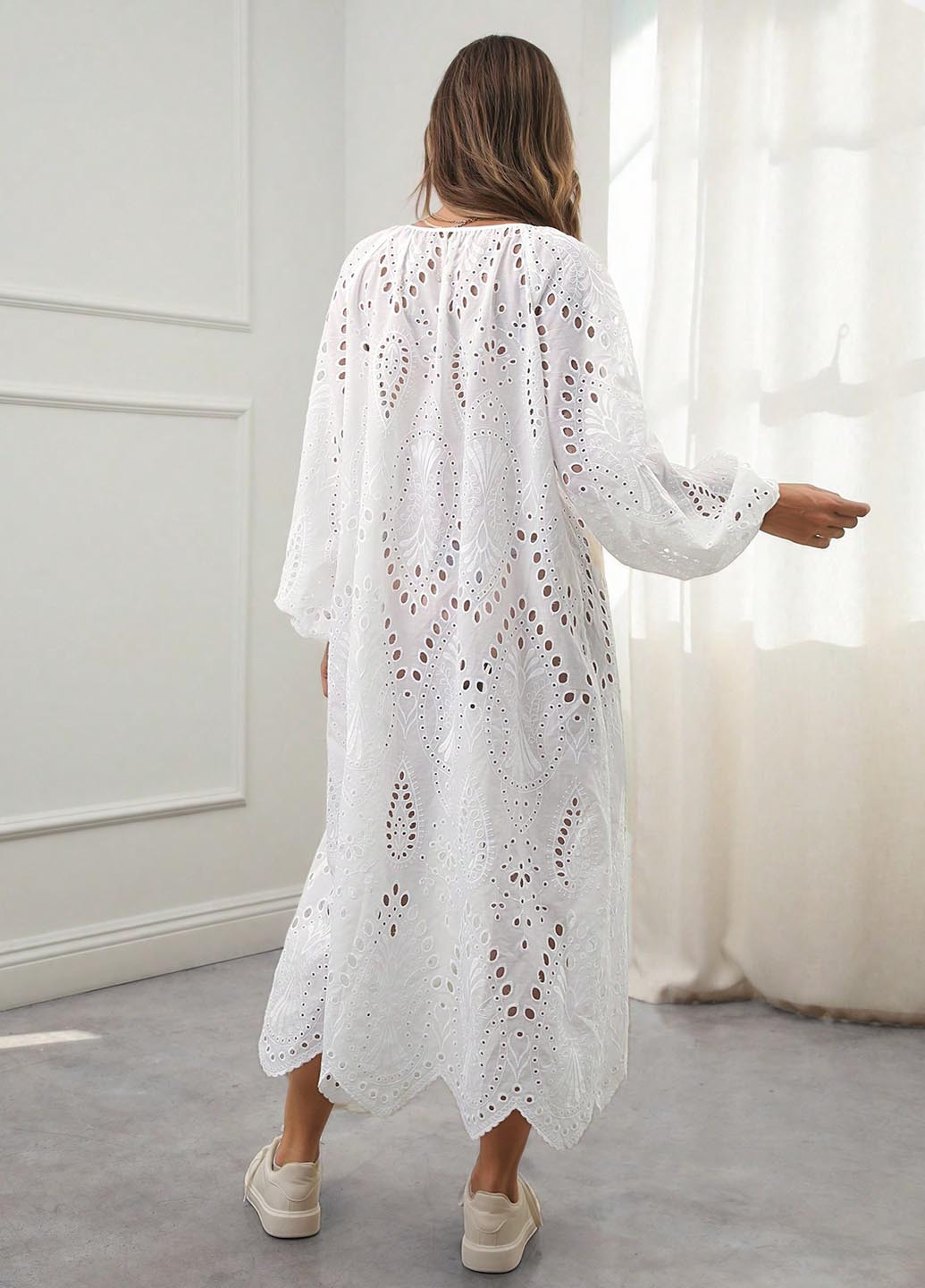 Белое кэжуал платье оверсайз SHEIN однотонное