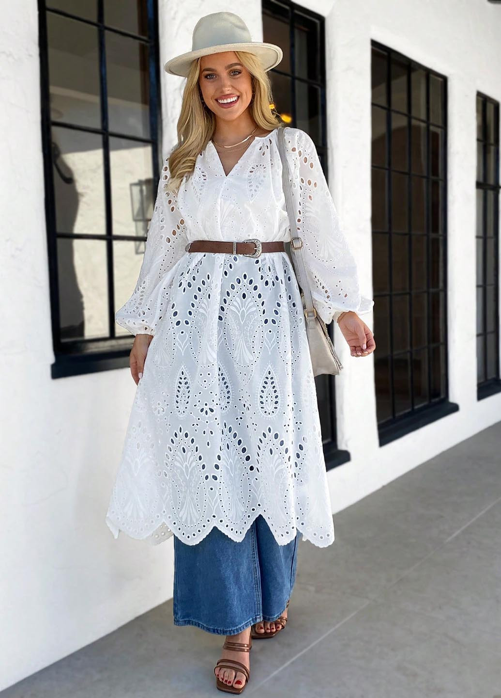 Белое кэжуал платье оверсайз SHEIN однотонное