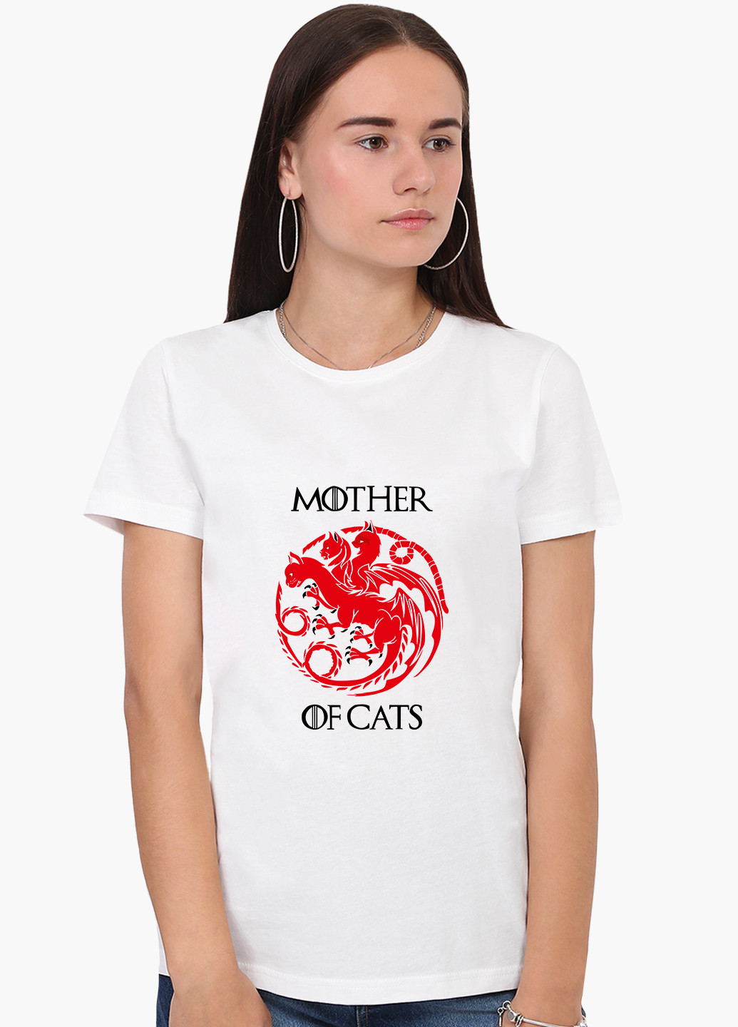 Белая демисезон футболка женская мать котов (mother of cats) белый (8976-2015) xxl MobiPrint