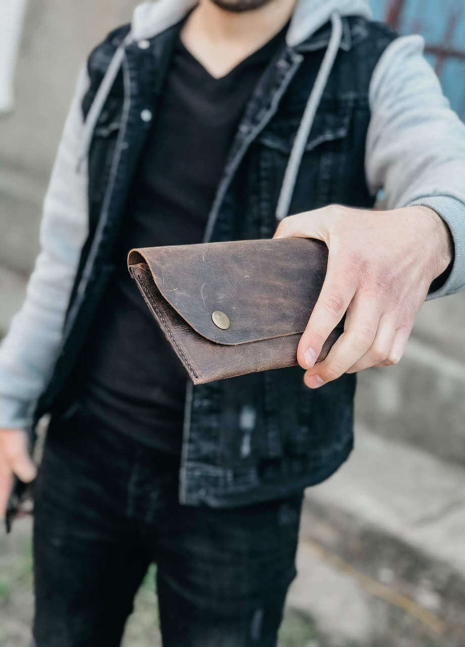 Шкіряний портмоне гаманець K2 темно-коричневий вінтажний Kozhanty (252315378)