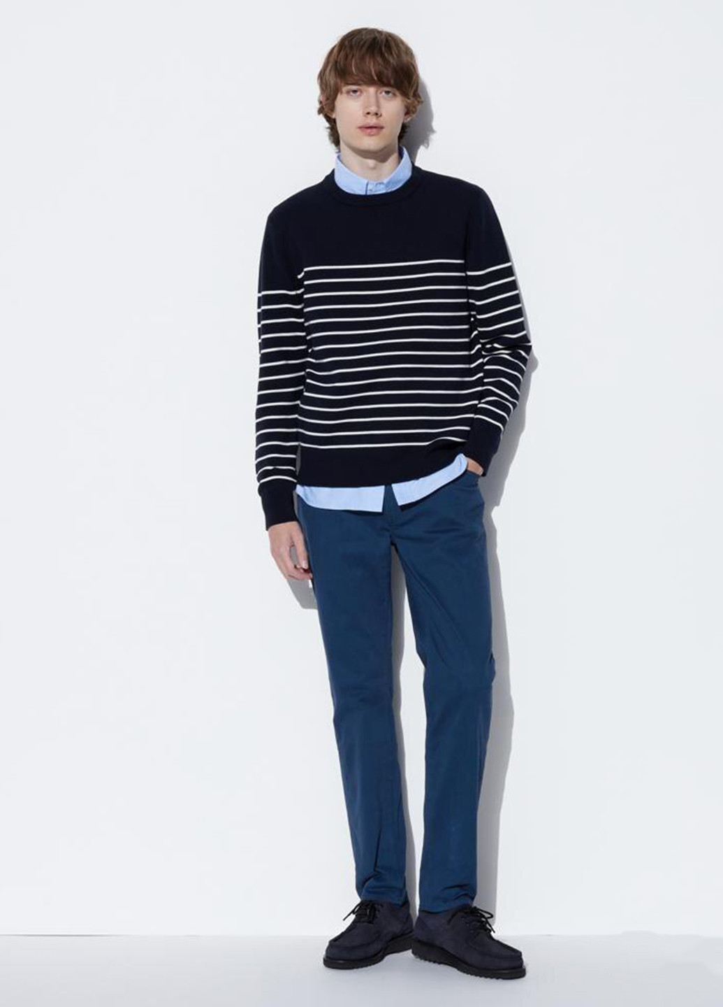 Синие демисезонные прямые джинсы Uniqlo