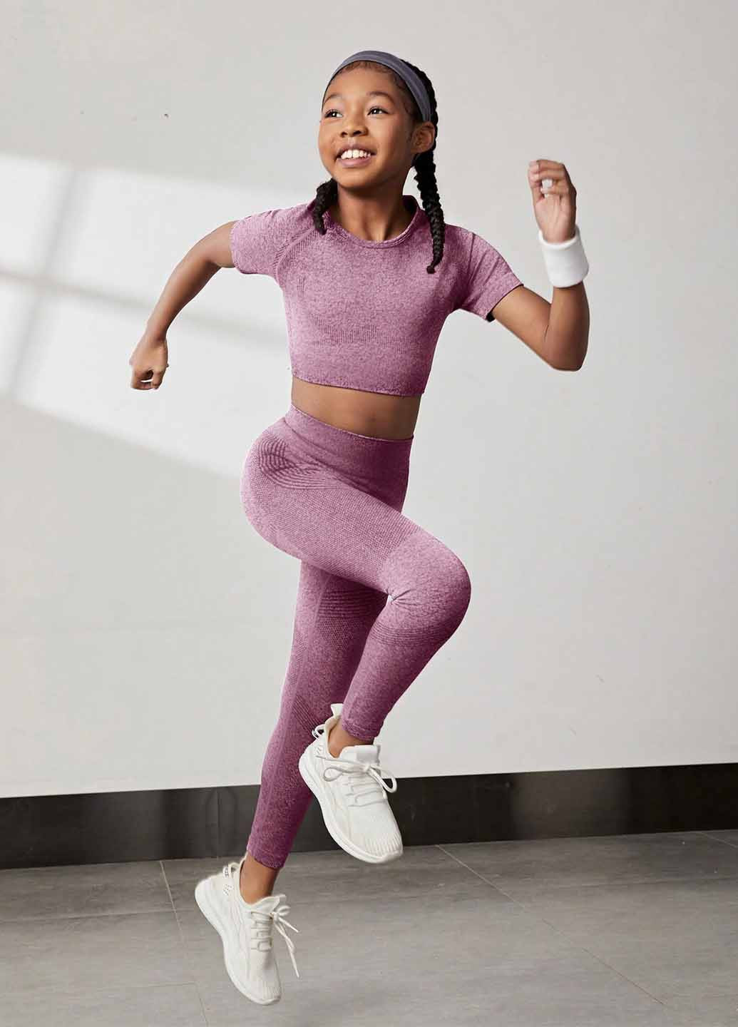 Розово-лиловые летние леггинсы SHEIN