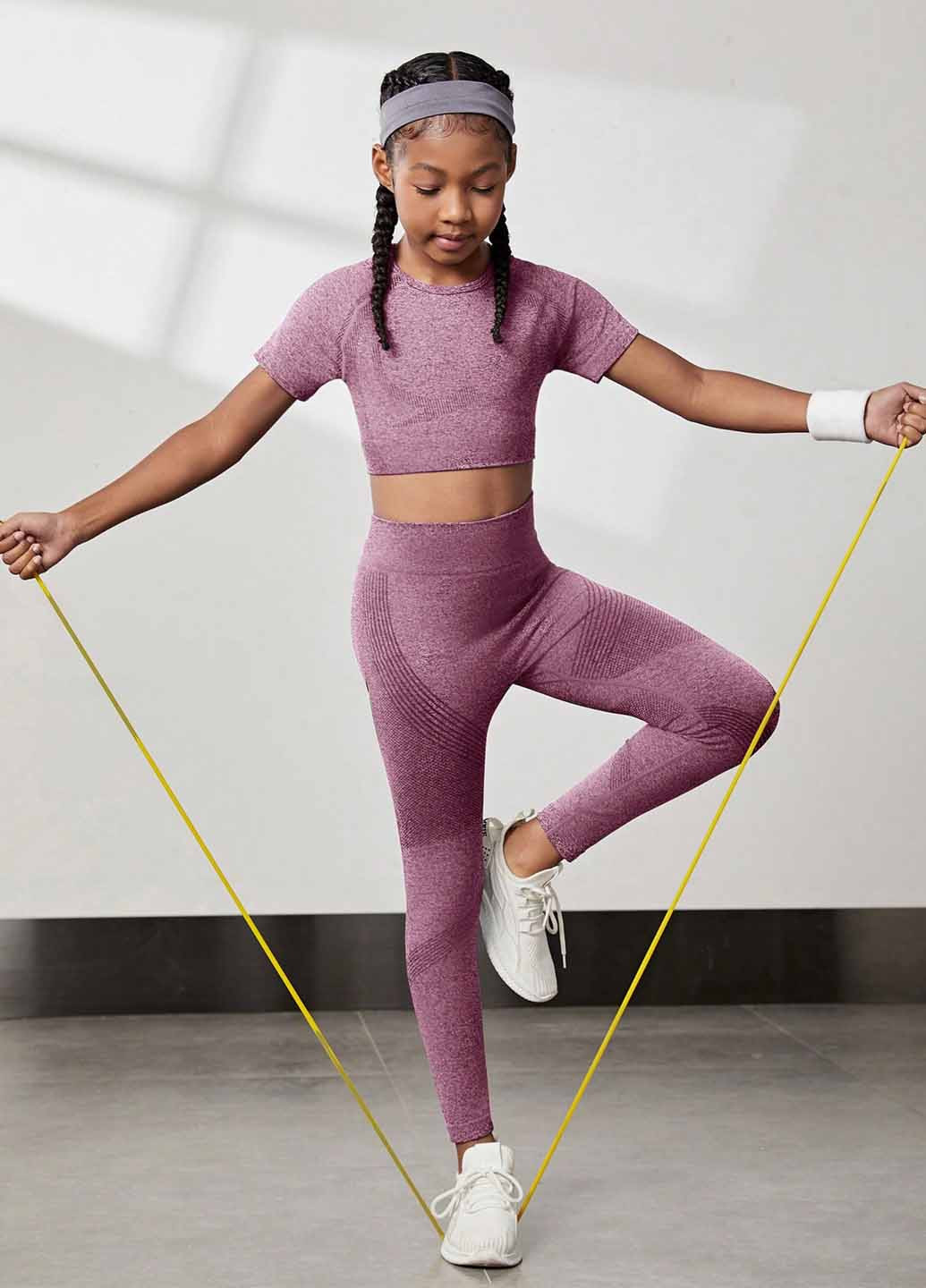 Розово-лиловые летние леггинсы SHEIN