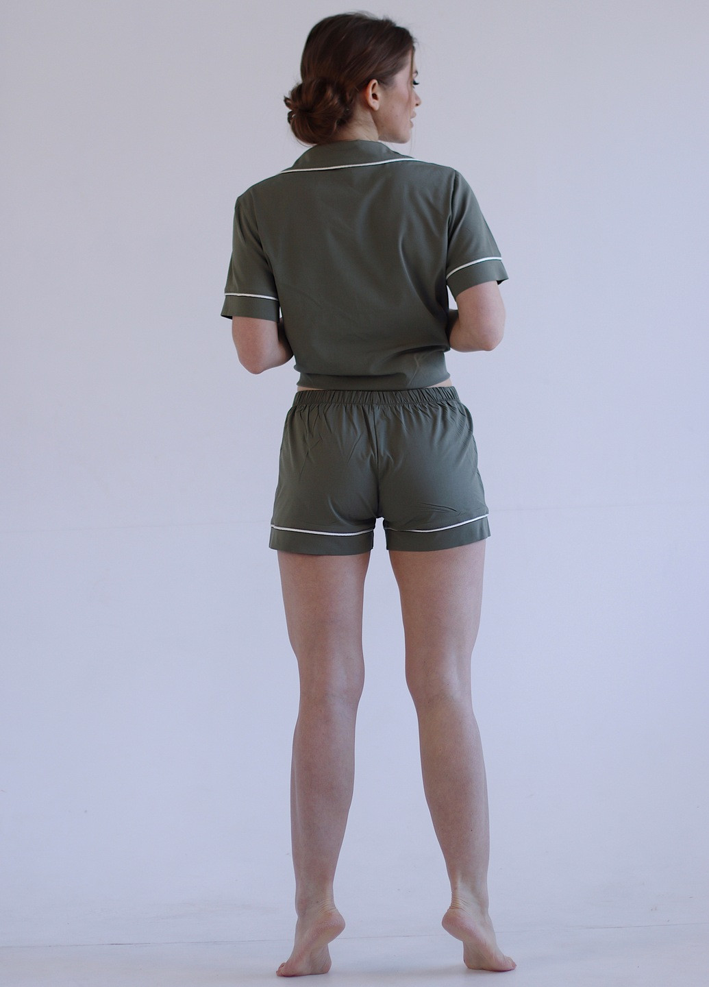 Оливковая (хаки) всесезон пижама (рубашка + шорты) рубашка + шорты GorLin