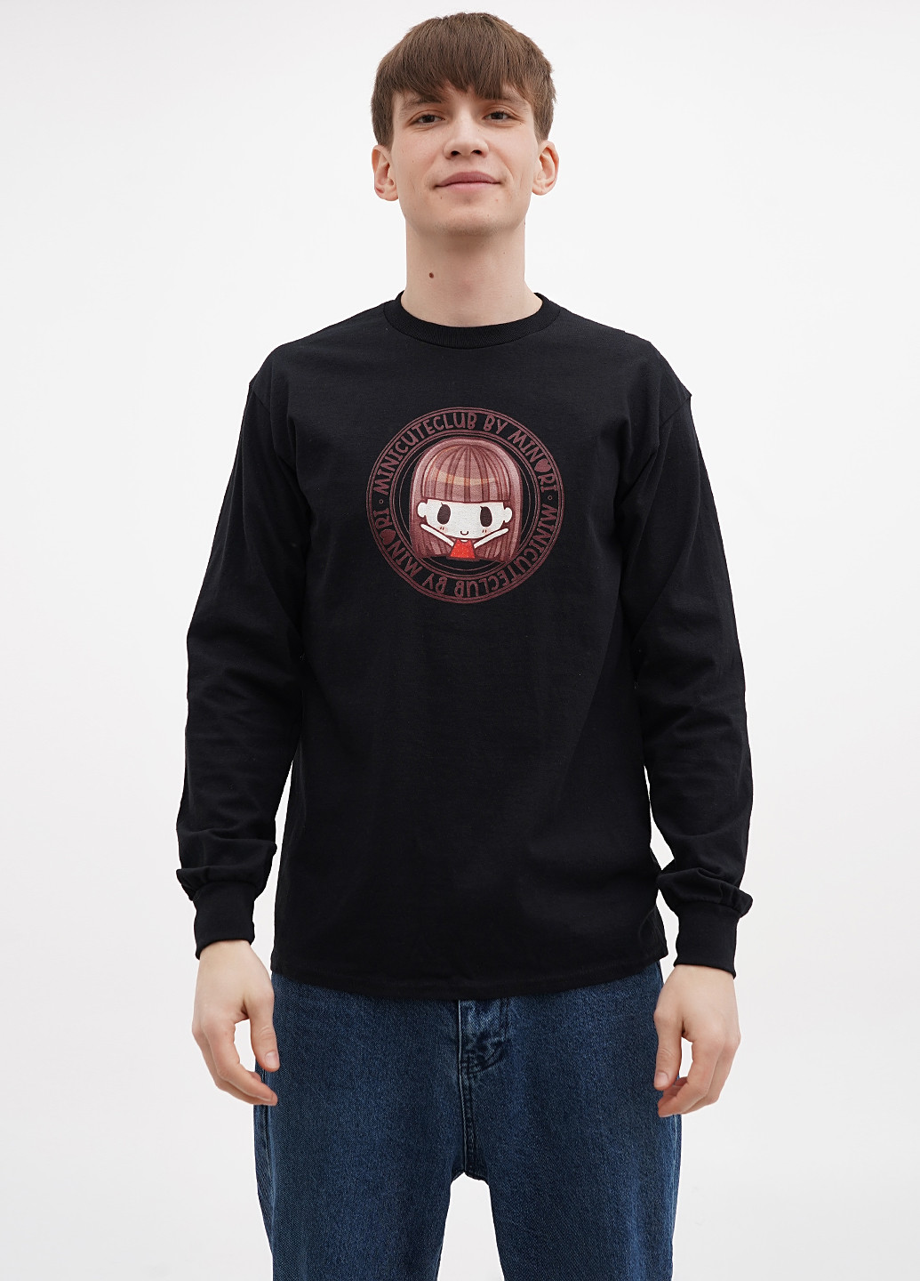 Лонгслів Gildan малюнок чорний кежуали бавовна, трикотаж