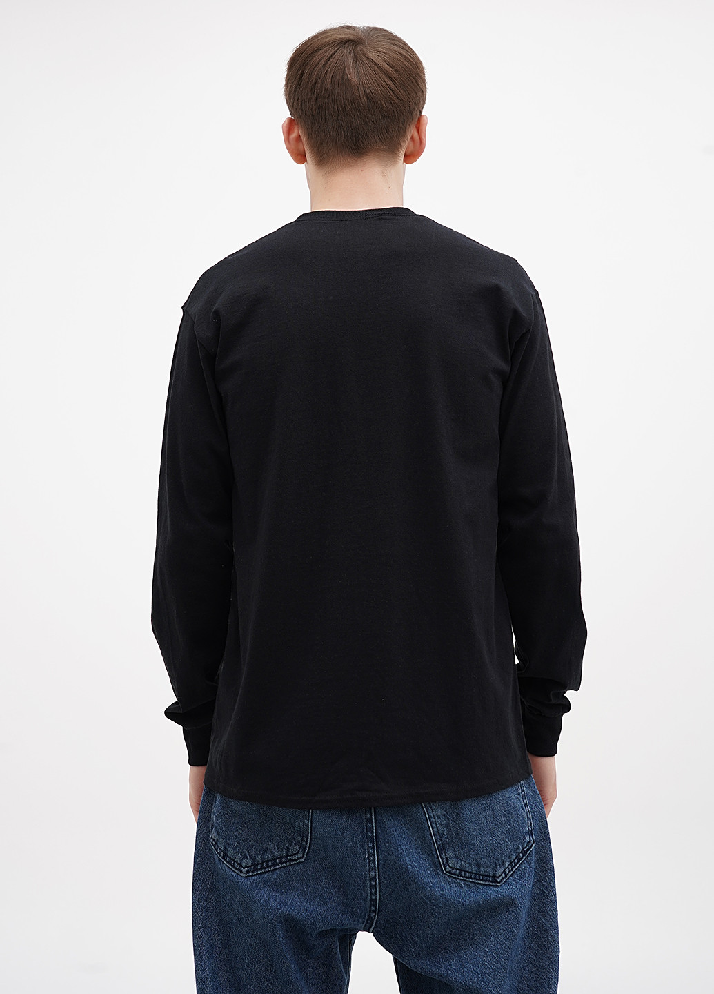 Лонгслів Gildan малюнок чорний кежуали бавовна, трикотаж