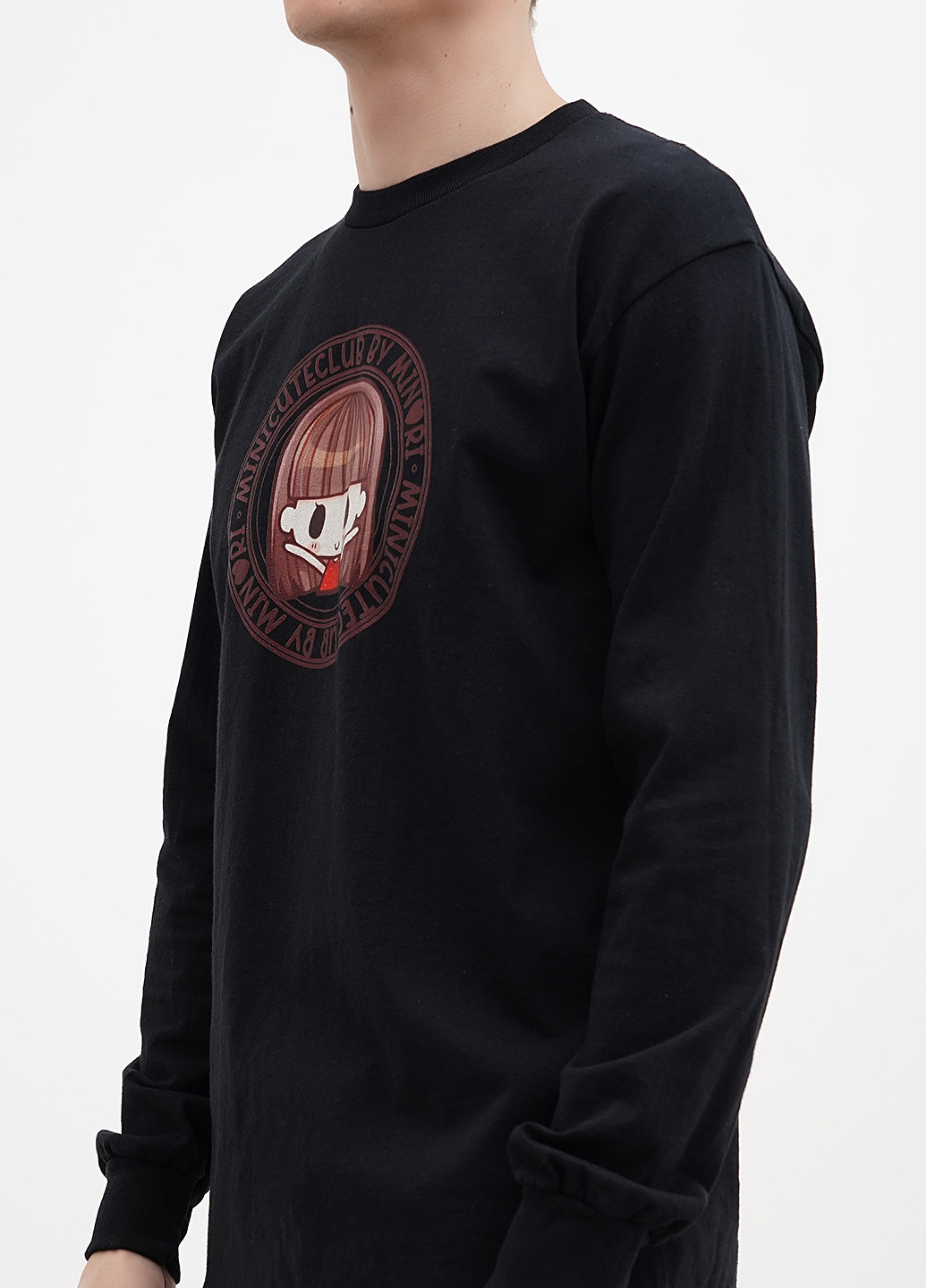 Лонгслів Gildan малюнок чорний кежуали бавовна, трикотаж