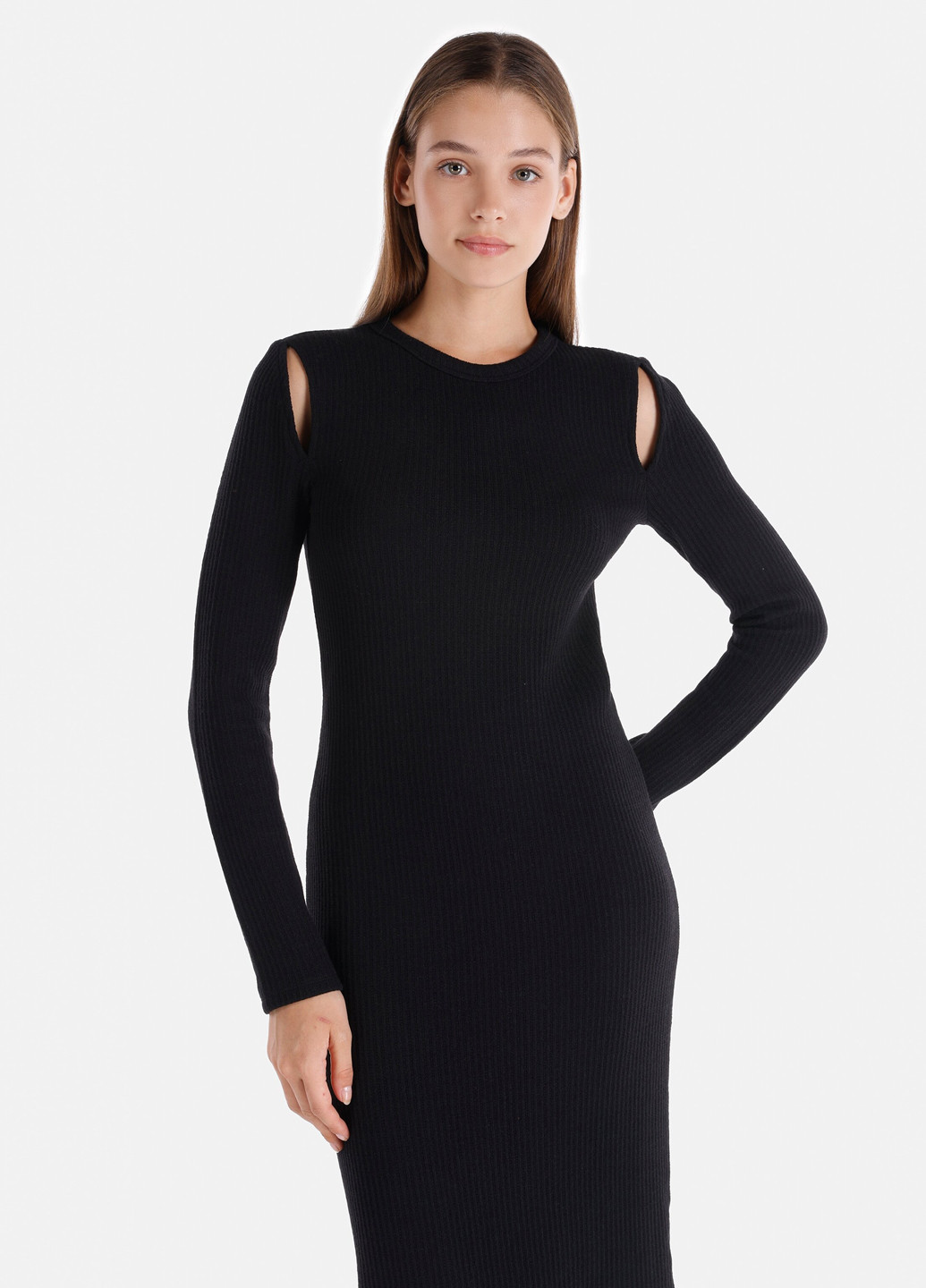 Черное кэжуал платье платье-свитер Colin's однотонное