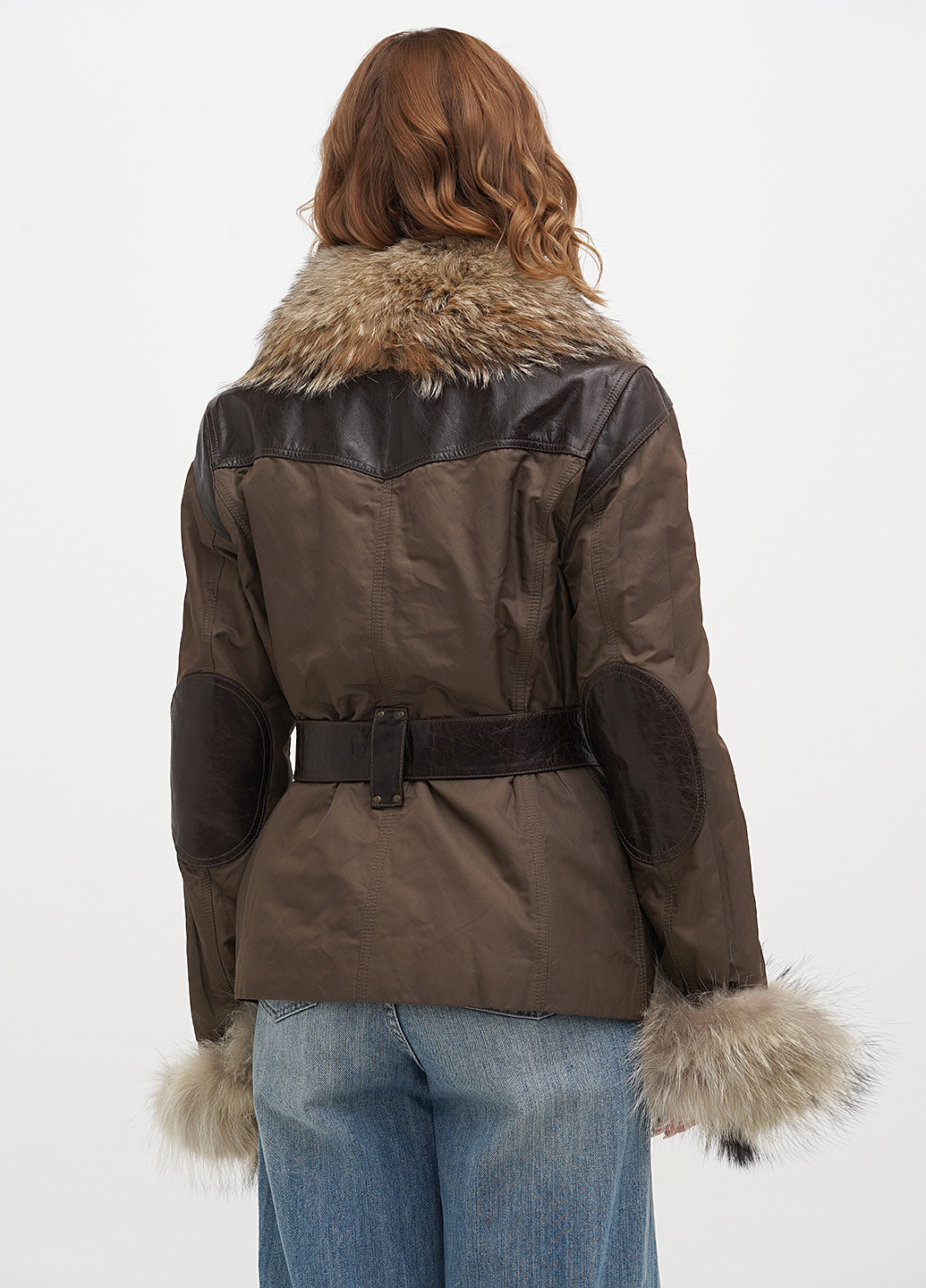 Оливковая (хаки) демисезонная куртка Vera Pelle