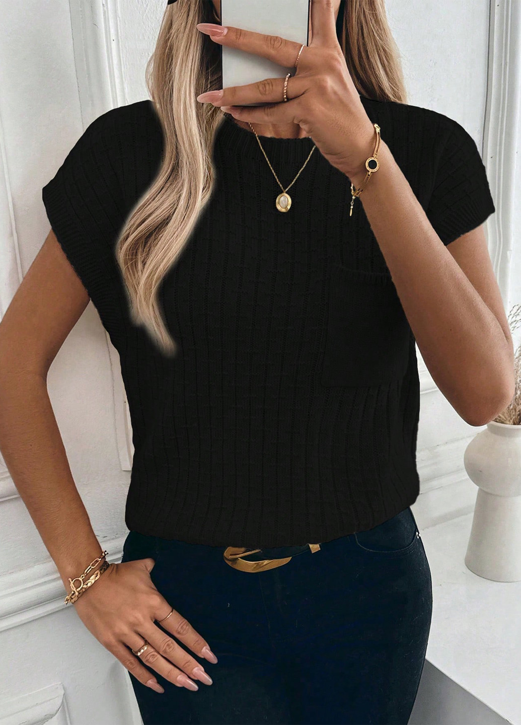 Черный летний джемпер джемпер SHEIN