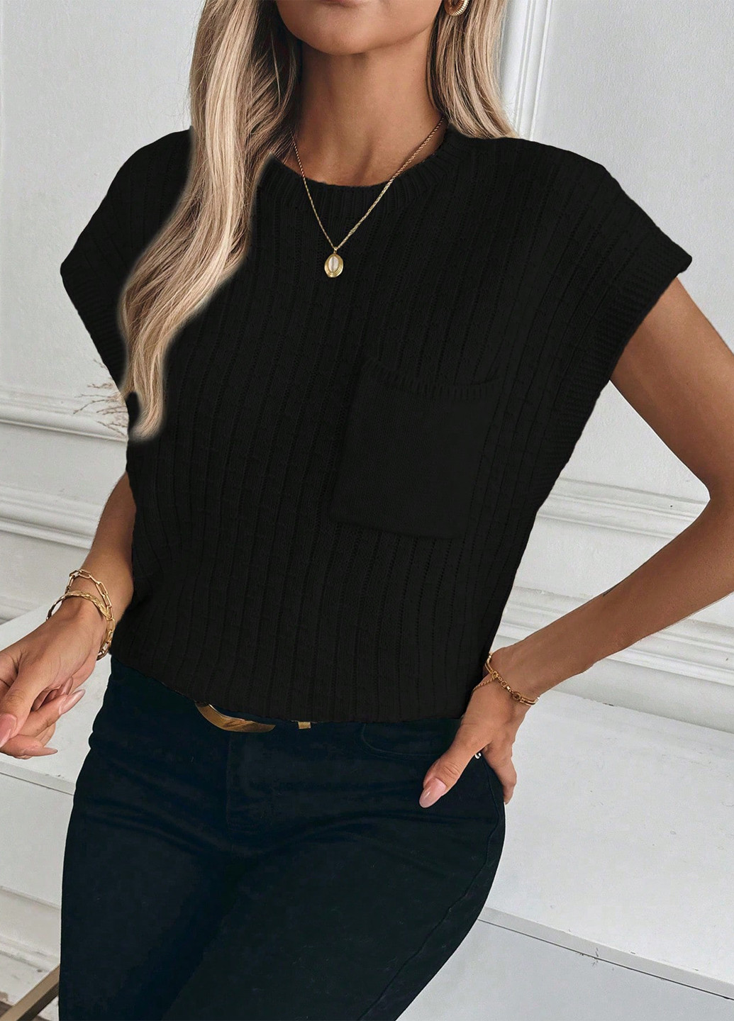 Черный летний джемпер джемпер SHEIN