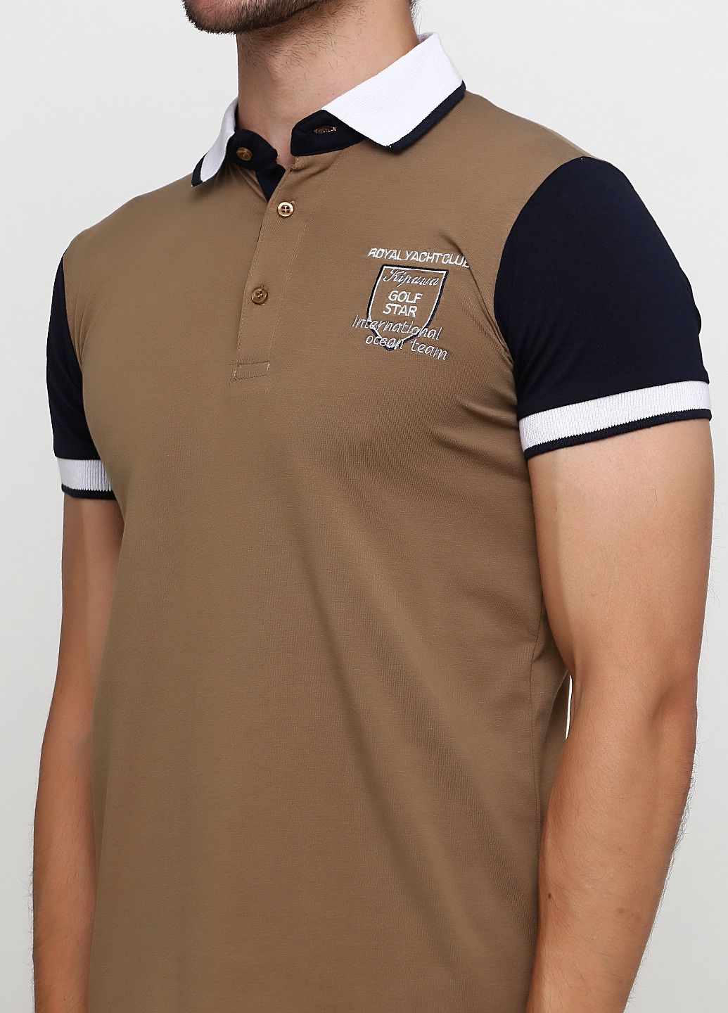 Коричневая футболка-поло для мужчин Golf однотонная