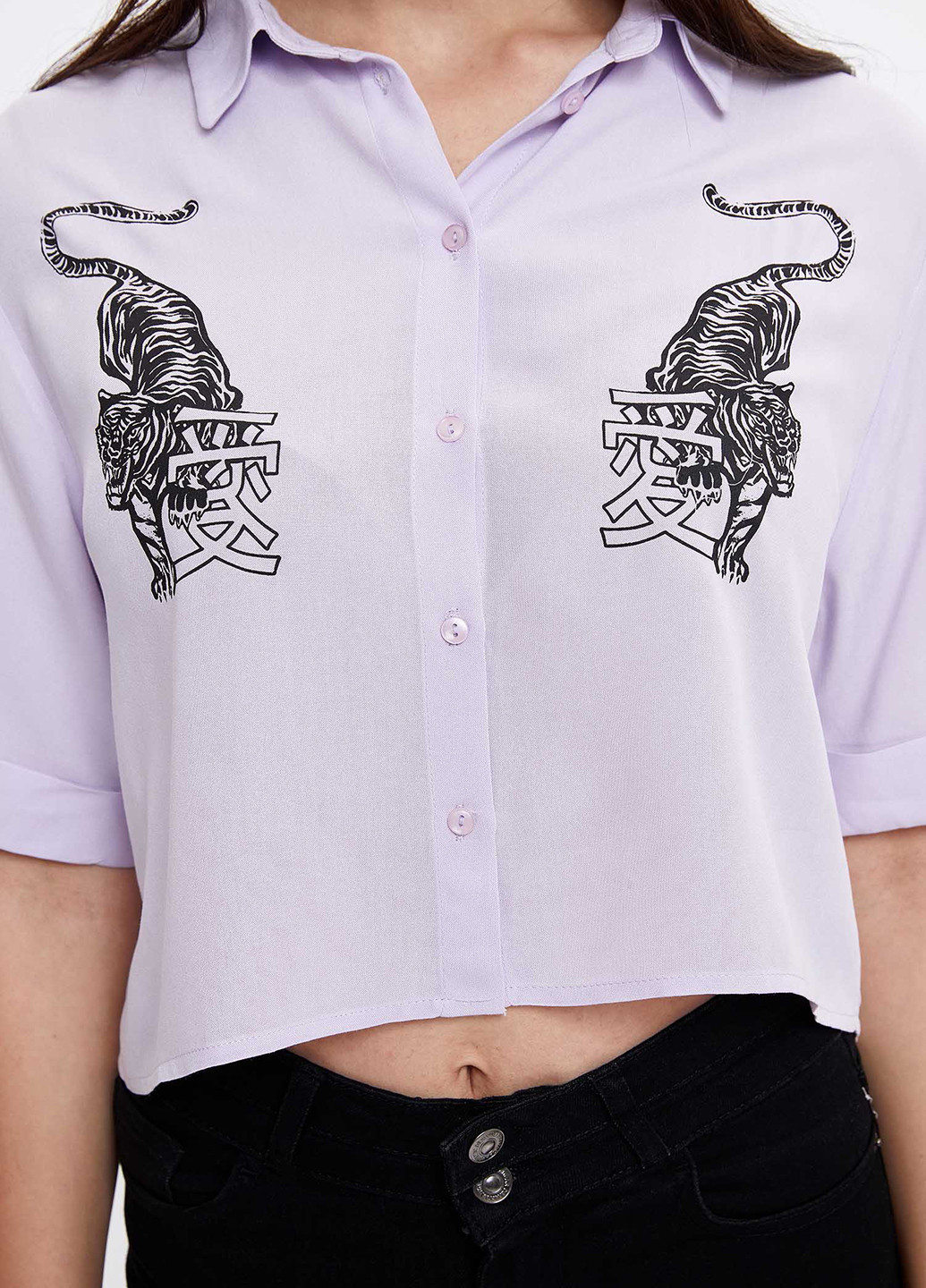 Лиловая летняя рубашка DeFacto