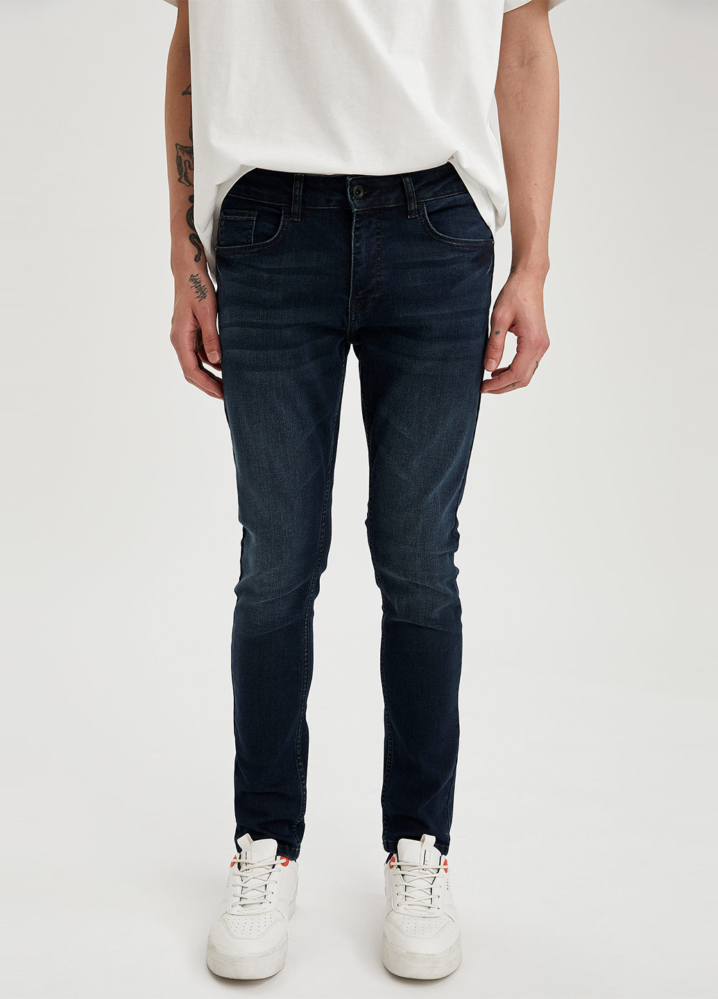 Темно-синие демисезонные скинни джинсы DeFacto