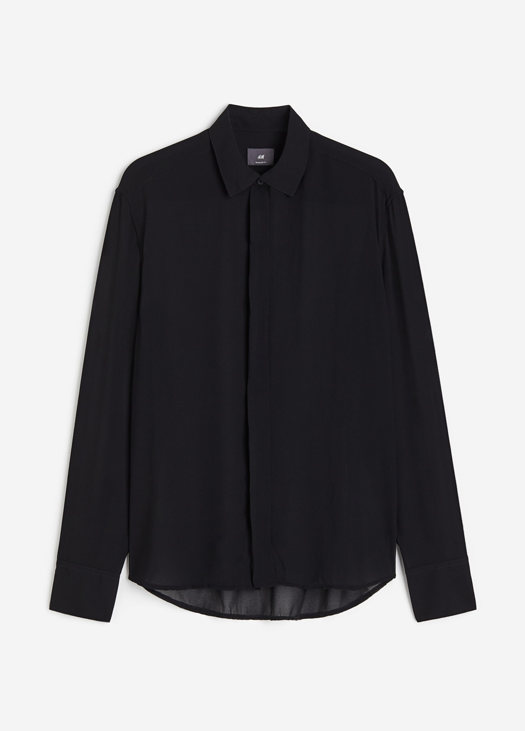 Черная кэжуал рубашка однотонная H&M