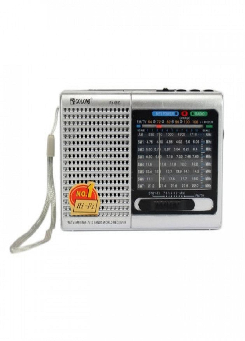 Всехвильовий радіоприймач RX 6633/6622, портативний акустичний Сірий Golon (253587843)