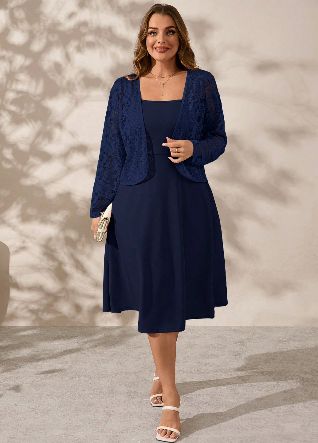 Темно-синій демісезонний комплект (кардиган, сукня) SHEIN
