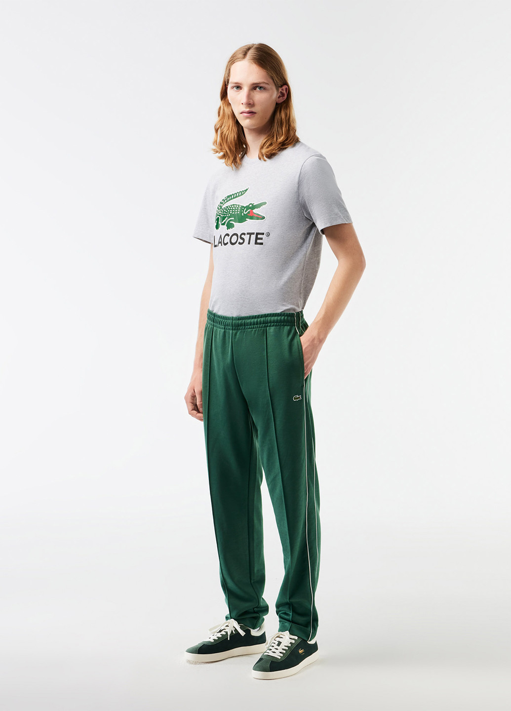 Зеленые кэжуал, спортивные демисезонные прямые брюки Lacoste