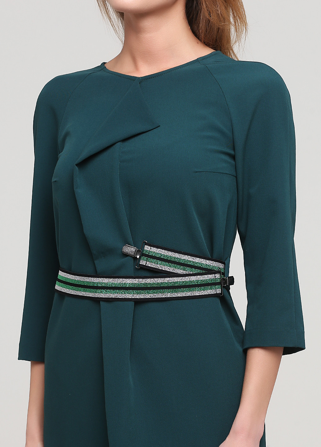 Темно-зеленое деловое платье Olga Shyrai for PUBLIC&PRIVATE однотонное
