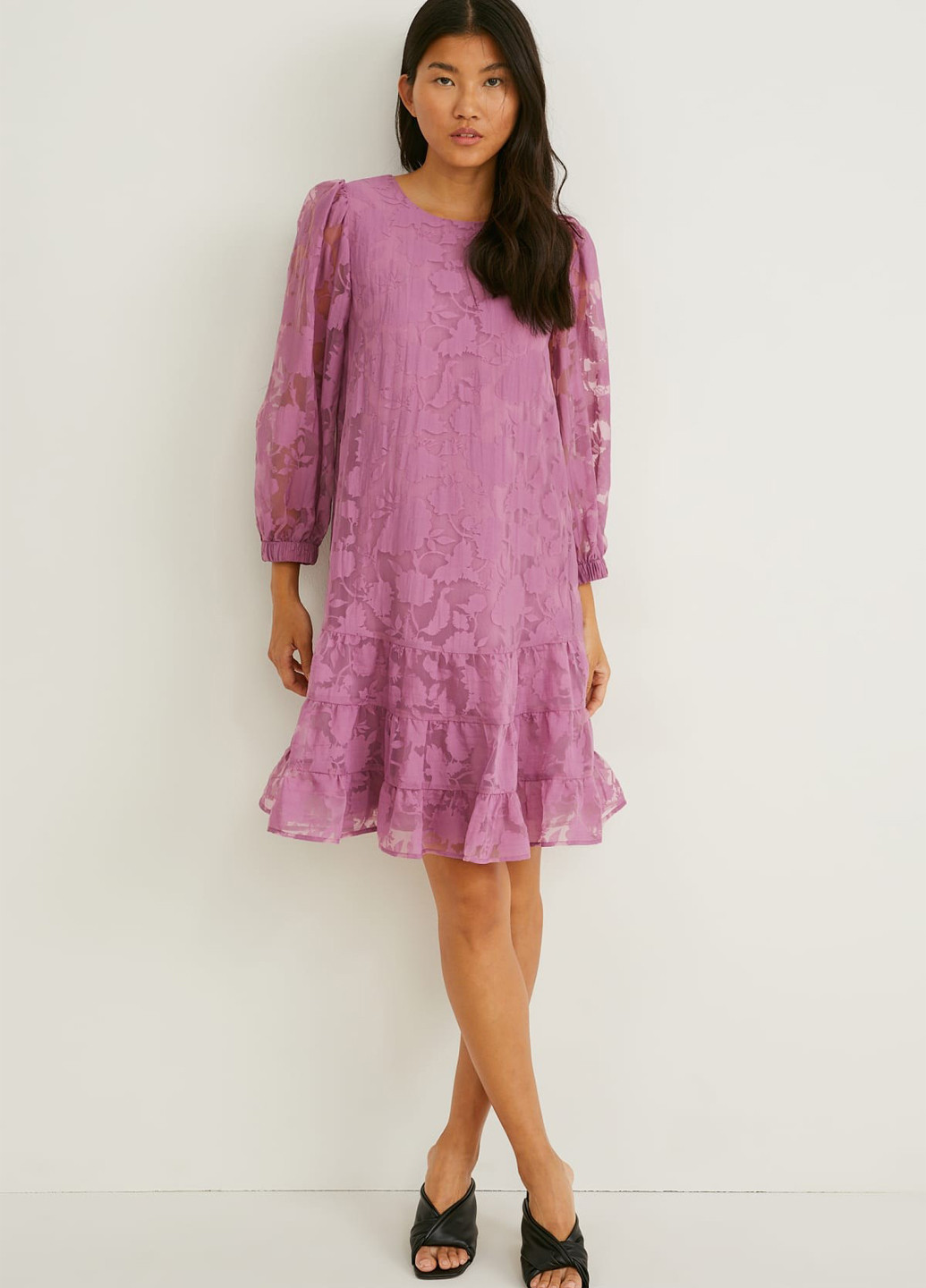 Сиреневое кэжуал платье C&A однотонное