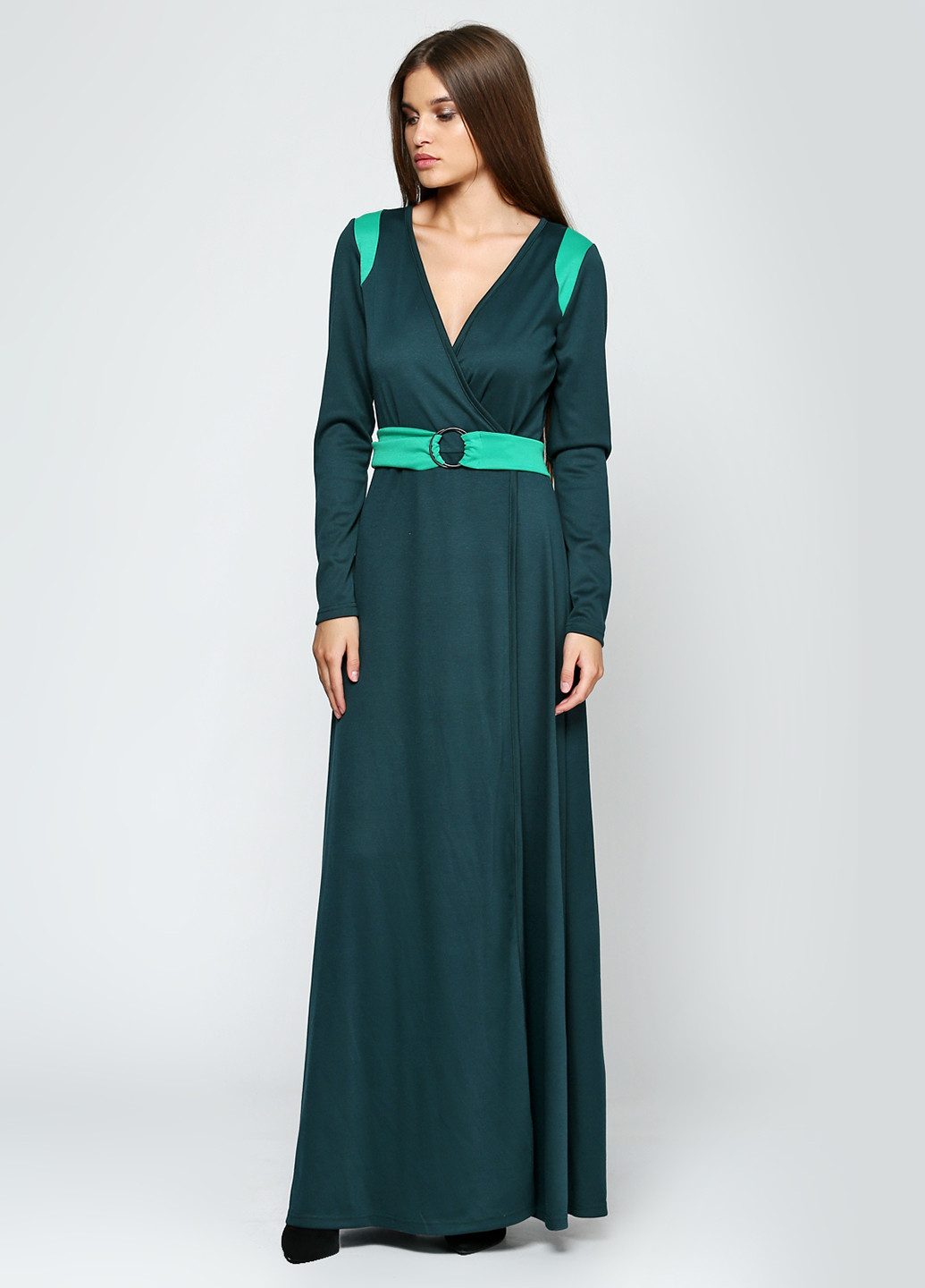 Зеленое кэжуал платье Jhiva однотонное