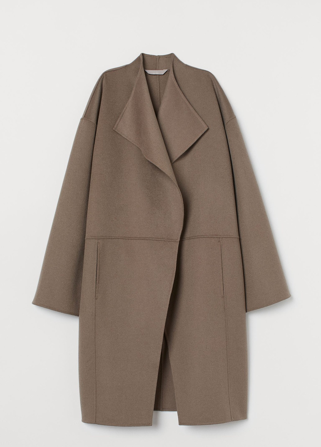 Темно-бежевое демисезонное Пальто шерсть бленд H&M