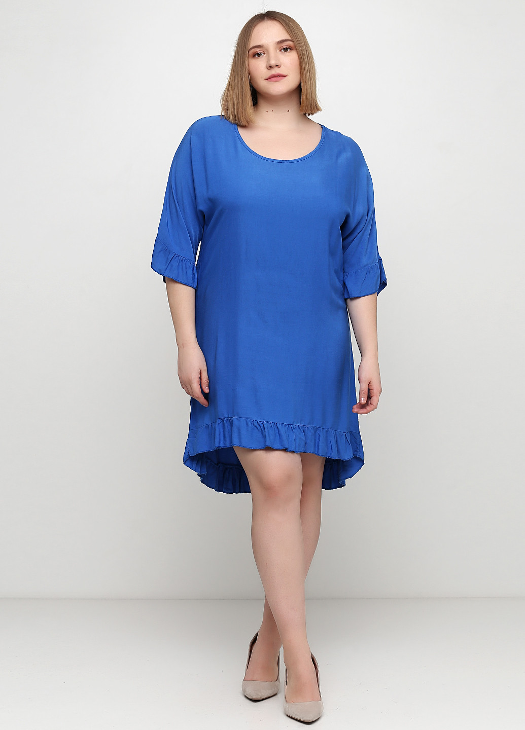 Синее кэжуал платье а-силуэт New Collection однотонное