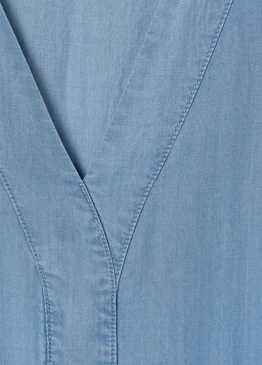 Голубое джинсовое платье клеш H&M однотонное