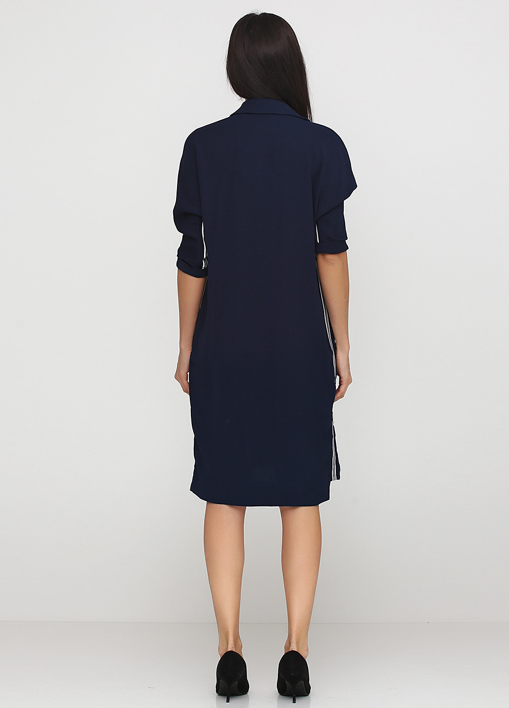 Темно-синее кэжуал платье с длинным рукавом Ladyform однотонное